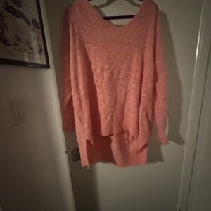 Free People Coral V-Neck Sweater
